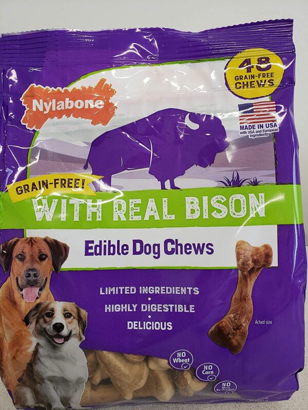 Nylabone Dog Chew Grain Free Edible Bone With Real Bison | MoonDogReviews.com